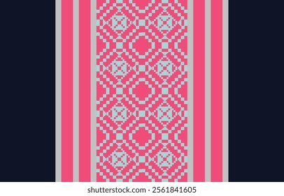 Geometric ethnic oriental seamless pattern thai traditional Design for background,carpet,wallpaper,clothing,wrapping,Batik,fabric,Vector illustration.embroidery style