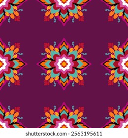 Geometric ethnic oriental seamless pattern traditional Design for background, carpet,  wallpaper, clothing, wrapping, Batik fabric, Vector, illustration, embroidery style, Sadu