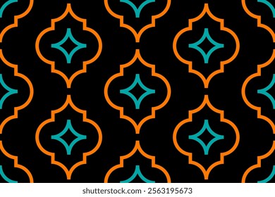 Geometric ethnic oriental seamless pattern traditional Design for background, carpet,  wallpaper, clothing, wrapping, Batik fabric, Vector, illustration, embroidery style, Sadu