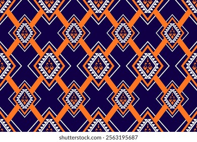 Geometric ethnic oriental seamless pattern traditional Design for background, carpet,  wallpaper, clothing, wrapping, Batik fabric, Vector, illustration, embroidery style, Sadu