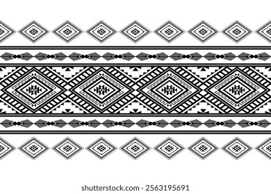 Geometric ethnic oriental seamless pattern traditional Design for background, carpet,  wallpaper, clothing, wrapping, Batik fabric, Vector, illustration, embroidery style, Sadu
