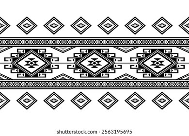 Geometric ethnic oriental seamless pattern traditional Design for background, carpet,  wallpaper, clothing, wrapping, Batik fabric, Vector, illustration, embroidery style, Sadu