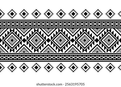 Geometric ethnic oriental seamless pattern traditional Design for background, carpet,  wallpaper, clothing, wrapping, Batik fabric, Vector, illustration, embroidery style, Sadu