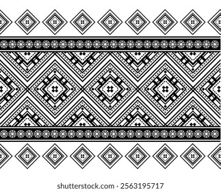 Geometric ethnic oriental seamless pattern traditional Design for background, carpet,  wallpaper, clothing, wrapping, Batik fabric, Vector, illustration, embroidery style, Sadu