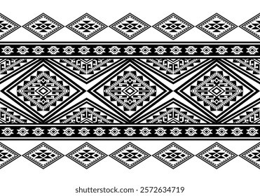 Geometric ethnic oriental seamless pattern traditional Design for background, carpet, wallpaper. clothing, wrapping, Batik, navajo, tribal, fabric, Vector illustration.embroidery style, sadu.