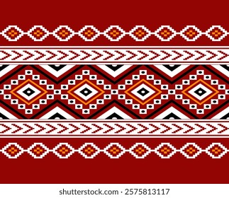 Geometric ethnic oriental seamless pattern traditional Design for background, carpet, wallpaper, clothing, wrapping, Batik, fabric, Vector, illustration, embroidery style, sadu.