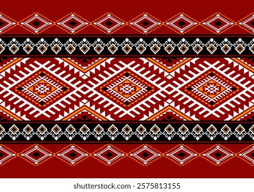 Geometric ethnic oriental seamless pattern traditional Design for background, carpet, wallpaper, clothing, wrapping, Batik, fabric, Vector, illustration, embroidery style, sadu.