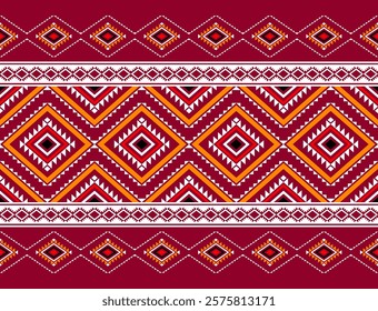 Geometric ethnic oriental seamless pattern traditional Design for background, carpet, wallpaper, clothing, wrapping, Batik, fabric, Vector, illustration, embroidery style, sadu.
