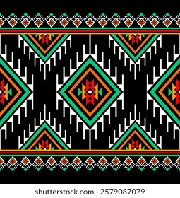 Geometric ethnic oriental seamless pattern traditional Design for background, carpet, wallpaper, clothing, wrapping, Batik, fabric, Vector, illustration, embroidery style, sadu.