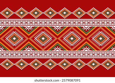 Geometric ethnic oriental seamless pattern traditional Design for background, carpet, wallpaper, clothing, wrapping, Batik, fabric, Vector, illustration, embroidery style, sadu.