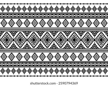 Geometric ethnic oriental seamless pattern traditional Design for background, carpet, wallpaper, clothing, wrapping, Batik, fabric, Vector, illustration, embroidery style, sadu.