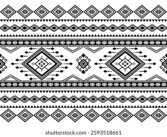 Geometric ethnic oriental seamless pattern traditional Design for background,carpet,wallpaper.clothing,wrapping,Batik fabric,Vector illustration.embroidery style - Sadu, sadou, sadow or sado