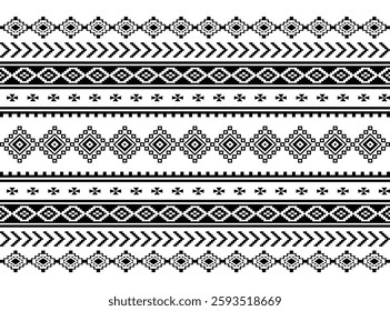 Geometric ethnic oriental seamless pattern traditional Design for background,carpet,wallpaper.clothing,wrapping,Batik fabric,Vector illustration.embroidery style - Sadu, sadou, sadow or sado