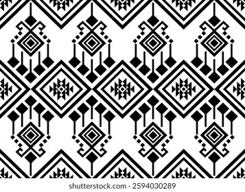 Geometric ethnic oriental seamless pattern traditional Design for background,carpet,wallpaper.clothing,wrapping,Batik fabric,Vector illustration.embroidery style - Sadu, sadou, sadow or sado