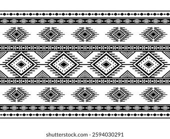 Geometric ethnic oriental seamless pattern traditional Design for background,carpet,wallpaper.clothing,wrapping,Batik fabric,Vector illustration.embroidery style - Sadu, sadou, sadow or sado