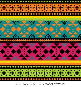Geométrico étnico oriental padrão sem costura com um design tradicional. Adequado para fundos, tapetes, papéis de parede, roupas, embrulho, Batik e tecido. Estilo de bordado africano com motivos Boho.