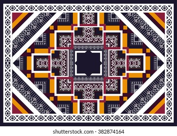 Geometric ethnic oriental seamless pattern traditional Design for background,carpet,wallpaper,clothing,wrapping,Batik,fabric,Vector illustration.embroidery style.