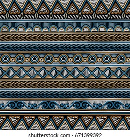 Geometric ethnic oriental seamless pattern. Hand doodled traditional design for carpet, wallpaper, textile and fabric. Embroidery stylized vector illustration. 