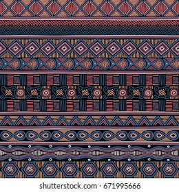 Geometric ethnic oriental seamless pattern. Hand doodled traditional design for carpet, wallpaper, textile and fabric. Embroidery stylized vector illustration.