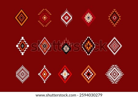 Geometric ethnic oriental seamless pattern traditional Design for background,carpet,wallpaper.clothing,wrapping,Batik fabric,Vector illustration.embroidery style - Sadu, sadou, sadow or sado