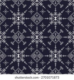Geometric ethnic oriental seamless pattern,blue background,navajo pattern.