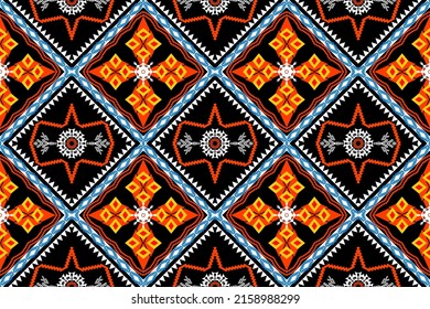 Geometric ethnic oriental traditional art pattern.Figure tribal embroidery style.Design for background,wallpaper,clothing,wrapping,fabric,element,,vector illustration.
