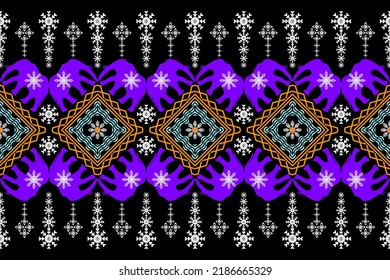 Geometric ethnic oriental traditional art pattern.Figure tribal embroidery style.Design for background,wallpaper,clothing,wrapping,fabric,element,,vector illustration.