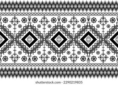 Geometric ethnic oriental traditional art pattern.black and white tone.Figure tribal embroidery style.Design for ethnic background,wallpaper,clothing,wrapping,fabric,element,sarong,vector illustration