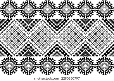 Geometric ethnic oriental traditional art pattern.black and white tone.Figure tribal embroidery style.Design for ethnic background,wallpaper,clothing,wrapping,fabric,element,sarong,vector illustration