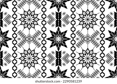 Geometric ethnic oriental traditional art pattern.black and white tone.Figure tribal embroidery style.Design for ethnic background,wallpaper,clothing,wrapping,fabric,element,sarong,vector illustration