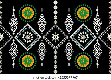 Geometric ethnic oriental traditional art pattern.Figure tribal embroidery style.Design for background,wallpaper,clothing,wrapping,fabric,element,vector illustration.