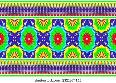 geometric ethnic oriental traditional with colorful elements seamless pattern. designed for background, wallpaper, clothing, wrapping, fabric, Batik, decorating, embroidery style, vector illustration
