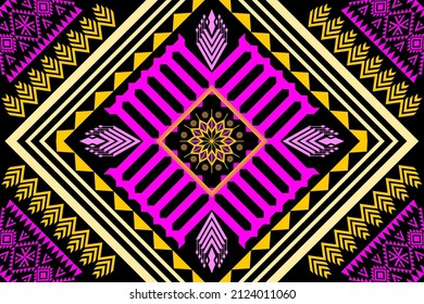 Geometric ethnic oriental traditional pattern.Figure tribal embroidery style.Design for wallpaper,clothing,wrapping,fabric,vector illustration
