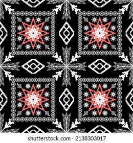 Geometric ethnic oriental traditional pattern.Figure tribal embroidery style.Design for wallpaper,clothing,wrapping,fabric,vector illustration.