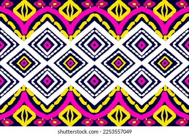 Geometric ethnic oriental traditional with triangles and elements seamless pattern. designed for background, wallpaper, clothing, wrapping, fabric, Batik, decorating, embroidery , vector illustration