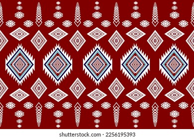 Geometric ethnic oriental traditional with triangles and elements seamless pattern. designed for background, wallpaper, clothing, wrapping, fabric, Batik, decorating, embroidery , vector illustration