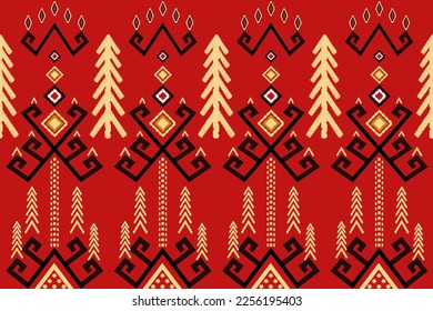 Geometric ethnic oriental traditional with triangles and elements seamless pattern. designed for background, wallpaper, clothing, wrapping, fabric, Batik, decorating, embroidery , vector illustration