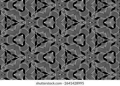 Geometric ethnic original black white pattern. Template, stencil for laser cutting metal, wood carving, coloring, stained glass, logo. Ornaments, fresco of the East, Asia, India, Mexico, Aztec, Peru.