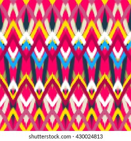 Geometric ethnic ornament ikat pattern seamless