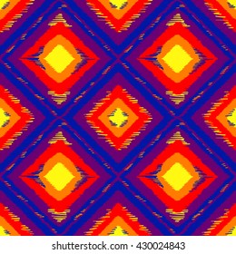 Geometric ethnic ornament ikat pattern seamless