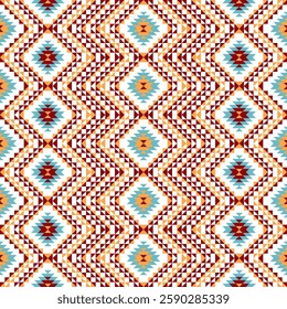 Geometric ethnic pattern. Abstract ethnic geometric pattern design for fabric, carpet, tile, clothing, embroidery, wallpaper, and background. Vector ethnic design.