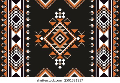Patrón étnico geométrico o patrón azteca africano alfombra india Diseño para tela, fondo, cortina, alfombra, ropa, envoltura, Batik, Fondo de pantalla de tela, patrón de Ilustración vectorial