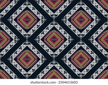 Patrón étnico geométrico o patrón azteca africano alfombra india Diseño para tela, fondo, cortina, alfombra, ropa, envoltura, Batik, Fondo de pantalla de tela, patrón de Ilustración vectorial