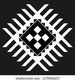 Geometric ethnic pattern art. American, Mexican style. Background Aztec tribal ornament. Design for fabric, clothing, textile, logo, symbol.