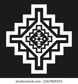 Geometric ethnic pattern art. American, Mexican style. Background Aztec tribal ornament. Design for fabric, clothing, textile, logo, symbol.