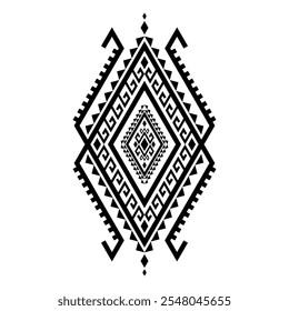 Geometric ethnic pattern art. American, Mexican style. White background. Aztec tribal ornament print. Design for fabric, clothing, textile, logo, symbol.