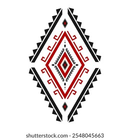 Geometric ethnic pattern art. American, Mexican style. White background. Aztec tribal ornament print. Design for fabric, clothing, textile, logo, symbol.