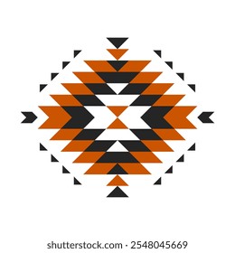 Geometric ethnic pattern art. American, Mexican style. White background. Aztec tribal ornament print. Design for fabric, clothing, textile, logo, symbol.