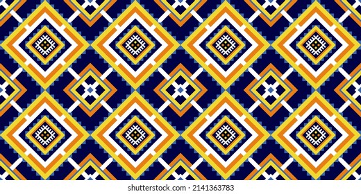 Geometric ethnic pattern art. Seamless pattern in tribal, folk embroidery, and Mexican style. Design for background, wallpaper, vector illustration, fabric, clothing, carpet.