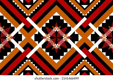 Patrón étnico geométrico arte. Patrón sin foco en el estilo tribal, folclórico y mexicano. Diseño para fondo, papel pintado, ilustración vectorial, tela, ropa, alfombra.